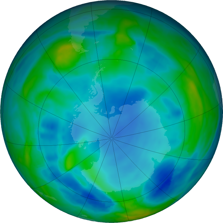 Antarctic ozone map for 05 June 2023